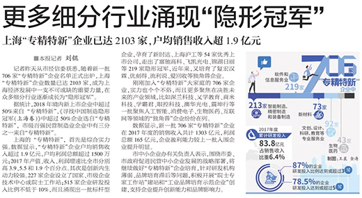 权威官媒《解放日报》点赞太阳成tyc7111cc：优秀上市公司，上海“专精特新”标杆型企业